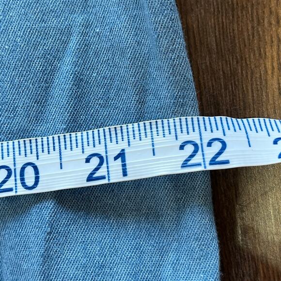 Zilcremo Denim Button Down Shirt Dress Frayed Hem & Sleeve Cuffs Size L - Picture 11 of 12